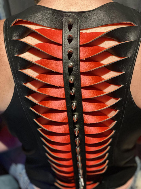 Torsion Leather Vest - Red